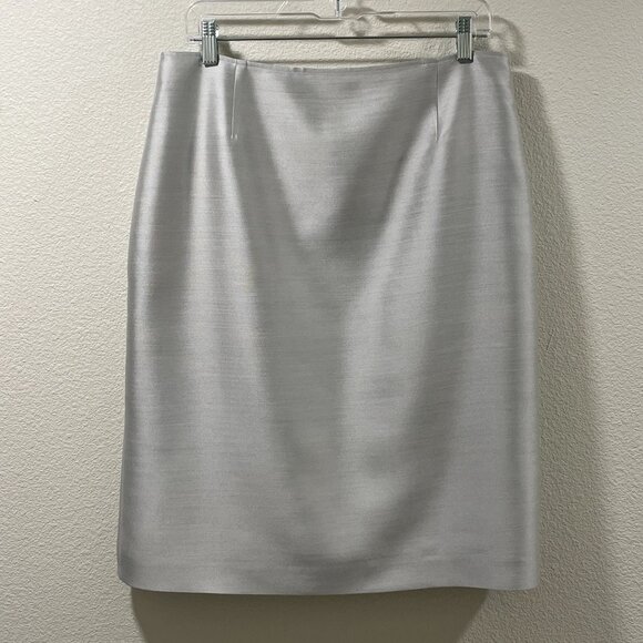 Rickie Freeman for Teri Jon Dresses & Skirts - RICKIE FREEMAN TERI JON Texture Woven Silk Bk Zip Pencil Skirt, Silver Gray - 12